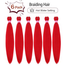 Pre Stretched Braiding Hair Extension Synthetic Soft Prestretched Braids Hair for Women (Red, 20 Inch)