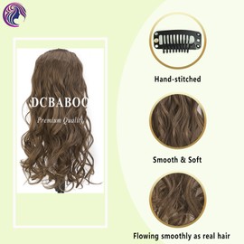 Dcbaboo Clip-In Hair Extensions, Wavy, 7 Pieces, 50 cm, Hair Extensions, Wavy Like Real Hair, Synthetic Hair Curls, Long, Golden Brown