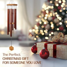 UpBlend Deep Tone Wind Chime – Outdoor Sympathy & Memorial Gift for The Loss of a Loved One, Memorial Wind Chimes, Thoughtful Sympathy Gift for Bereavement and Remembrance. 29" Copper Red