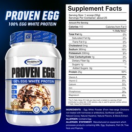 Gaspari Nutrition Proven Egg, 100% Egg White Protein, 25g Protein, Keto Friendly, Dairy and Lactose Free, Soy Free (2 lbs, Rocky Road)