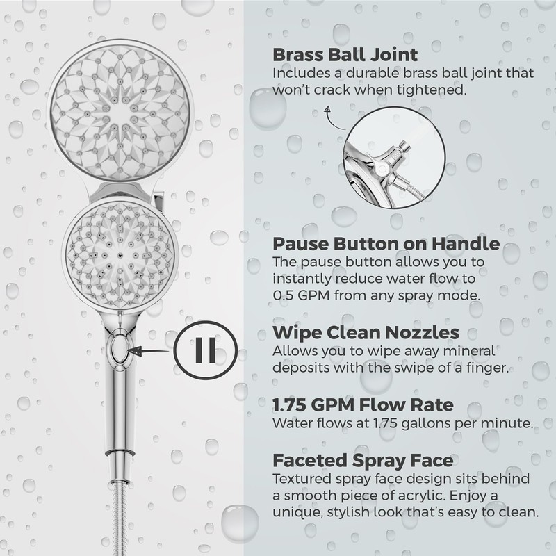 Pfister HydroFuse Shower Head and Handheld Combo, Hose Included, Magnetic