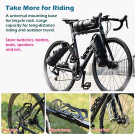 Bike Universal Mounting Base with Storage Pouch for Luggage Water Bottle Tools,Bicycle Position Mount Bike Bottle Luggage Adapter for Road bikes, MTB, mountain bikes, folding bikes