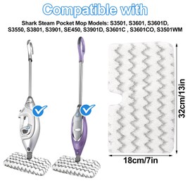 AHAQU 6PCS Steam Mop Replacement Pads Compatible with Shark S3500 series, S3501, S3504AMZ, S3550, Washable Steam Pocket Mop for S3601, S3601D, S3801, S3801CO, S3901, SE450, S2901, S2902