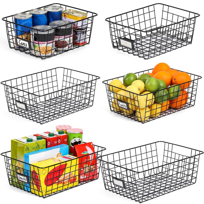 6 Pack Wire Baskets for Pantry Organization and Storage, Kitchen