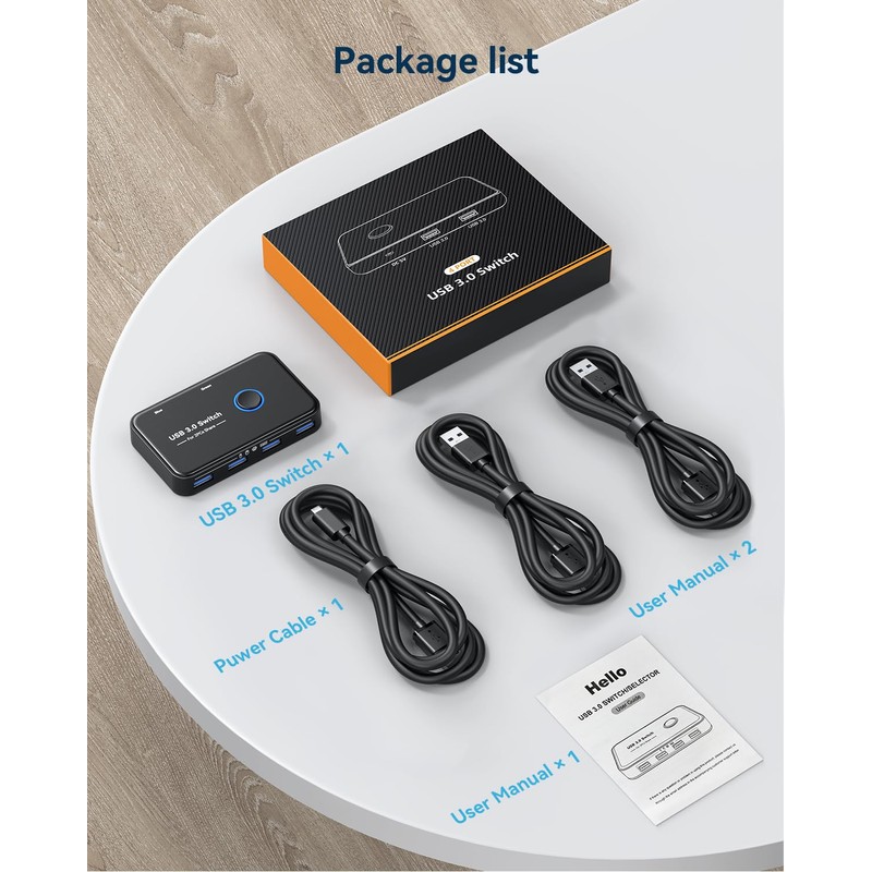 USB 3.0 Switch, ABLEWE KVM Switch Selector 2 Computers Sharing