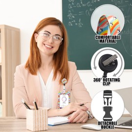 Retractable Lanyards with ID Badge Holder Rotatable Clips - Rainbow Stars Lanyards for Name Badges Holders，Breakaway Lanyards with ID Badge Holder for Nurse Teacher Student Office Work Women Men Kids