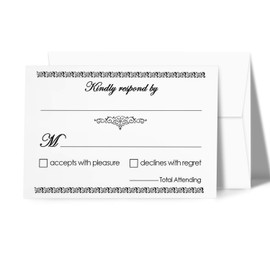 50 RSVP Wedding Return 4" x 6" Cards and Envelopes - Blank Reply Response Card, Wedding, Rehearsal Dinner, Baby Shower, Bridal, Birthday, Engagement, Bachelorette Party - Thick, Durable, Archival Safe