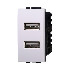IXTRIMA Duales USB-Ladegerät-Modul 5 V 2,1 A - 2 USB-A-Ports Farbe weiß kompatibel mit Bticino Living Light/International 1 Stück