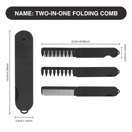 Qiyuda Folding Pocket Hair Comb for Men, 2 in 1 Fine Tooth Wide Tooth Protable Styling Hair Comb