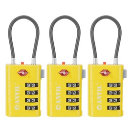 ANVIL 4 Digit Luggage Locks, TSA Locks for Luggage, Advanced TSA008 core, Alert Indicator for Your Travel Lock, Suitcase Lock. (3, Yellow)