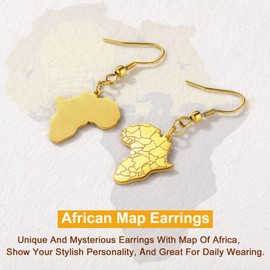 U7 Gold Drop African Earrings For Women Girls Stainless Steel Dangly Africa Map Earingsings Jewellery