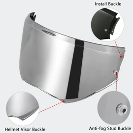 MXJ Gear Advant X Helmet Visor Face Shield for Advant X Carbon Flip Up Motorcycle Helmet Visor Repalcement (Chrome Silver)