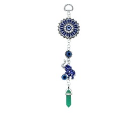LUCKBOOSTIUM Elephant with Green Phantom Crystal and Mandala Hanging Pendant - Sign of Good Luck & Blessing - Home & Office Decorative Things & Accessories - Car Ornaments for Rear View Mirror