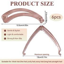 6 Pieces Large Banana Hair Clips for Women Strong Hold Ponytail Holder Banana Clips for Fine Thick Hair French Hair Accessories for Girls and Women