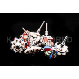 Knobsworld Small 1" 10 Knobs Assorted Rare Hand Painted Ceramic Knobs Cabinet Drawer Pull Pulls