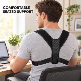 2 Pack Adjustable Unisex Posture Support Braces, Upper Back and Shoulder Straps for Daily Sitting Support, Size L