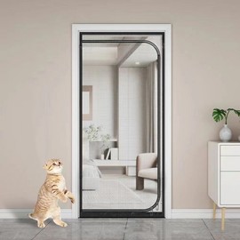 Front door, security door, zipper screen door 90x220cm Type D, Black 90x220cm Type D Black