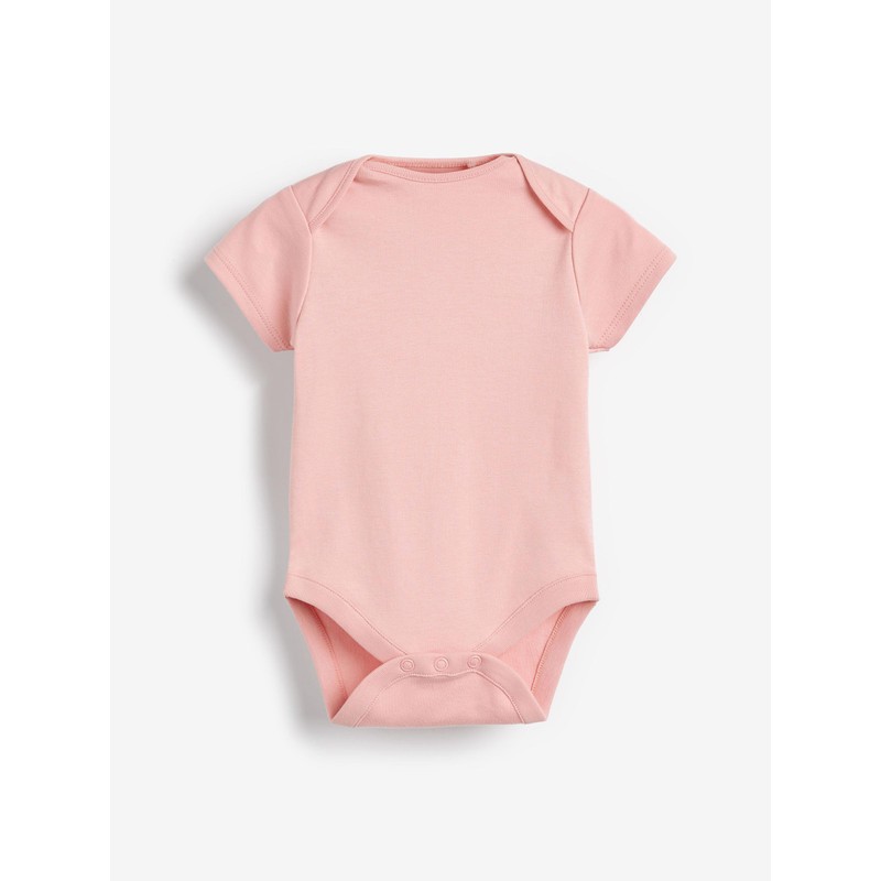 NEXT Organic Cotton Short Sleeve Bodysuits Pack of 5, Pink/white,
