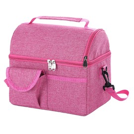 Bolsa Térmica para el Almuerzo, Impermeable Grande de Doble Capa Bolsa de Aislamiento Rosa Roja Leche Materna Refrigerador Bolsa de Transporte Aislamiento Lonchera Bolsa de Hombro