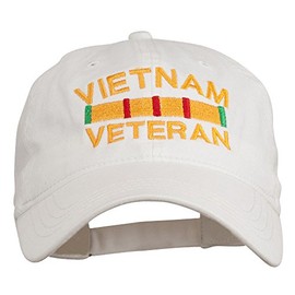 e4Hats.com Vietnam Veteran Embroidered Pigment Dyed Brass Buckle Cap - White OSFM