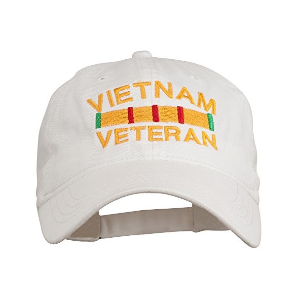 e4Hats.com Vietnam Veteran Embroidered Pigment Dyed Brass Buckle Cap - White OSFM