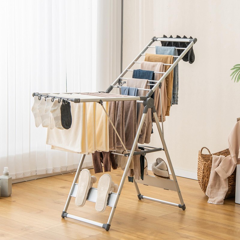 Giantex Clothes Drying Rack, 2-Layer Aluminum Foldable Laundry Drying Rack