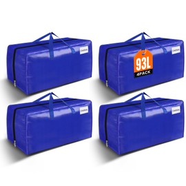 BlissTotes Moving Bags, Heavy Duty Moving Supplies & Storage Bags, Extra Large Packing Bags, Boxes with Tag Pockets, Collapsible Fold Flat Storage Totes, Alternative to Box and Bin, 93L, 4 Packs