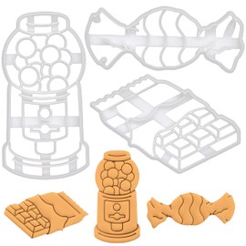 Set of 3 Sweets Cookie Cutters (Design - Gumball Machine, Candy in Wrapper and Chocolate Bar), 3 pieces - Bakerlogy