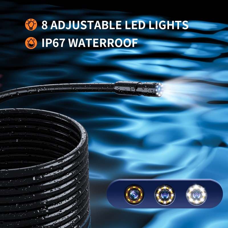 Endoscope Camera with Light, Borescope Camera with 4.3 IPS Screen,
