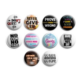 Creanoso Sports Motivational Quotes Button Pins (1-Set X 10 Buttons) - Fun Classroom Reward for Teens and Adults - Stocking Stuffers Party Favors & Giveaways for Men, Women, Sports Lovers