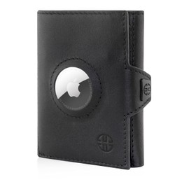 TRUSADOR Verona Leather Wallets for Men & Women Trifold Slim Front Pocket RFID Wallet (Air Tag Pocket, Black)