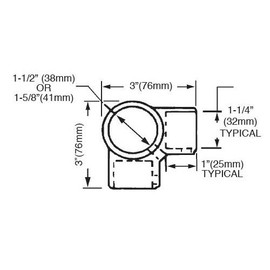 Corner Cross Brace Fitting for 1-5/8" (41mm) Vertical Legs