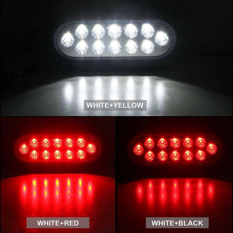 Partswcgg 4Pcs 6" Oval Red Stop Turn Tail Lights to