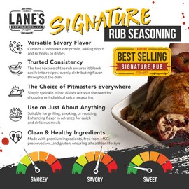 Lane's Signature BBQ Seasoning Rub, 4.6 oz - All-Purpose BBQ Rub for Smoking, Grilling & Cooking | Sugar-Free Meat Spice for Beef, Chicken, Pork | Made in USA