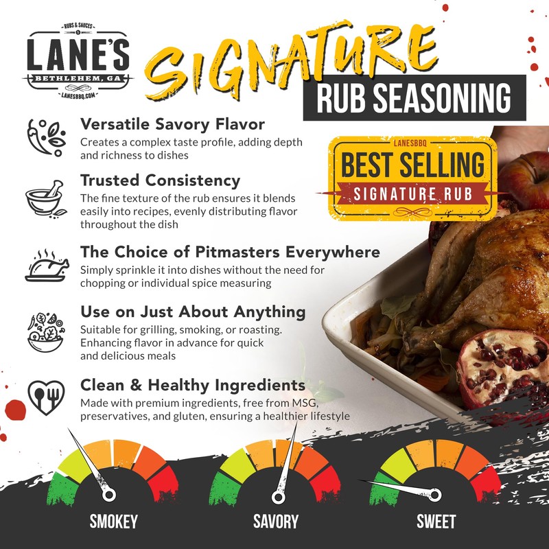 Lane's Signature BBQ Seasoning Rub, 4.6 oz - All-Purpose BBQ