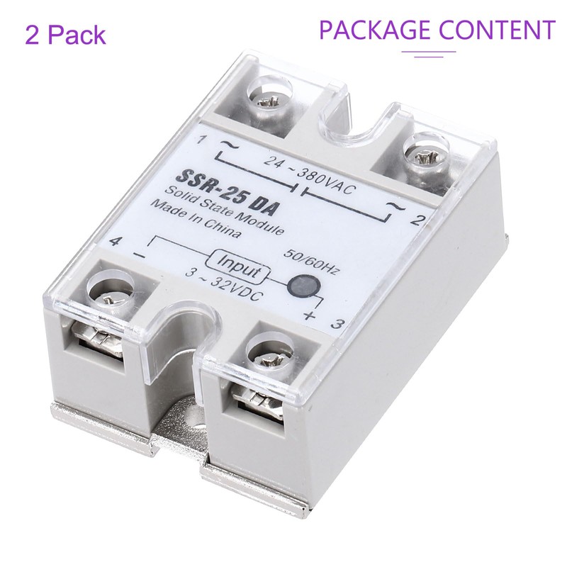 DMiotech 2 Pcs SSR-25DA 3-32V DC Input to 24-380V AC