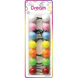 Dream World Ponytail Holder 25 MM Bead Assorted Solid Colors 7 Piece Pack