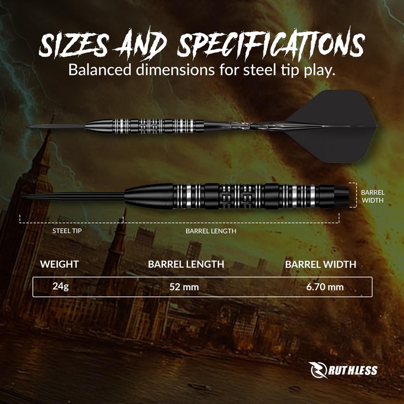 RUTHLESS | Tornado | Steel Tip Darts | 90% Tungsten