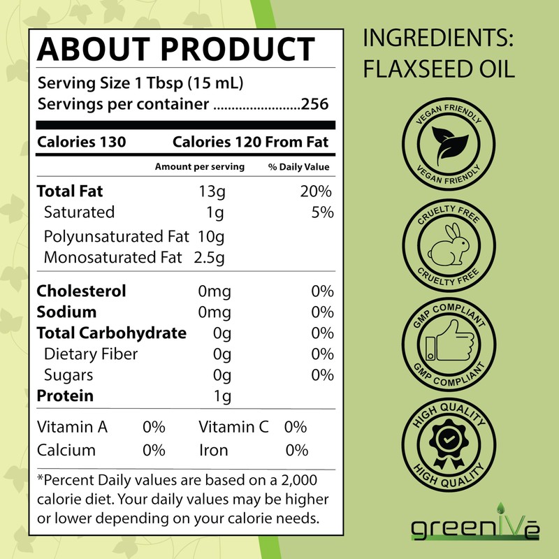 GreenIVe Flax Seed Oil 100% Pure Cold Pressed – Grown