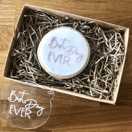 LissieLou Best Day Ever Cookie Embosser Wedding Love Icing Fondant Stamp - Clear