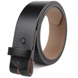 F&L CLASSIC Belt for buckle men Snap on Strap Full Grain One Piece Leather no buckle,1 1/2" Wide, Made in USA, 1288 Black size 32-XX