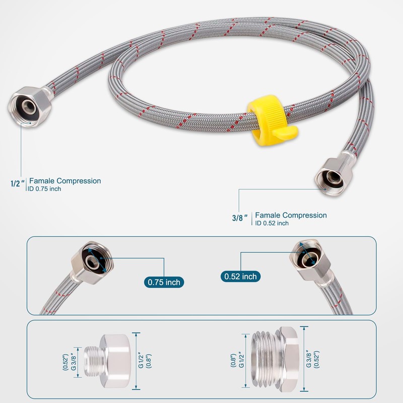 Faucet Supply Lines, 39" Braided Nylon Faucet Hose Connector for