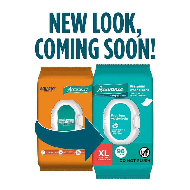 Assurance Wipes for adults - Premium Disposable Washcloths XL 96