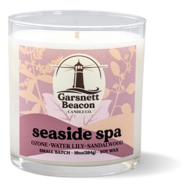 Seaside Spa Soy Candle | Sandalwood, Water Lily, Jasmine | Great for Home, Office | 100% Natural Soy Wax - 60+ Hour Burn Time | Handcrafted in The USA by Garsnett Beacon