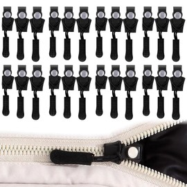 Zip Repair Set, Zip Zipper, Zip Slider Repair Kit, Fix Zip Zipper, Replacement Zipper for Jackets, Suitcases, Backpacks, 3 Sizes, 24 Pieces (Black)
