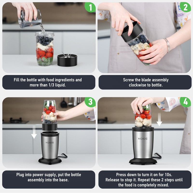 KOIOS 900W Personal Countertop Blender for Shakes and Smoothies with