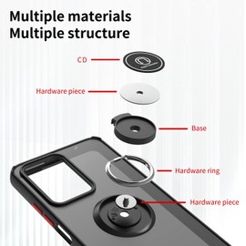 QUIETIP Case Compatible Xiaomi 12T/12T Pro,TPU + Hard PC Shockproof Magnetic Ring Car Mount Holder Bumper Cover with Screen Protector,Blue