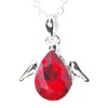 Birthstone Necklace with Tear Drop Shape Pendant with Angel Wings