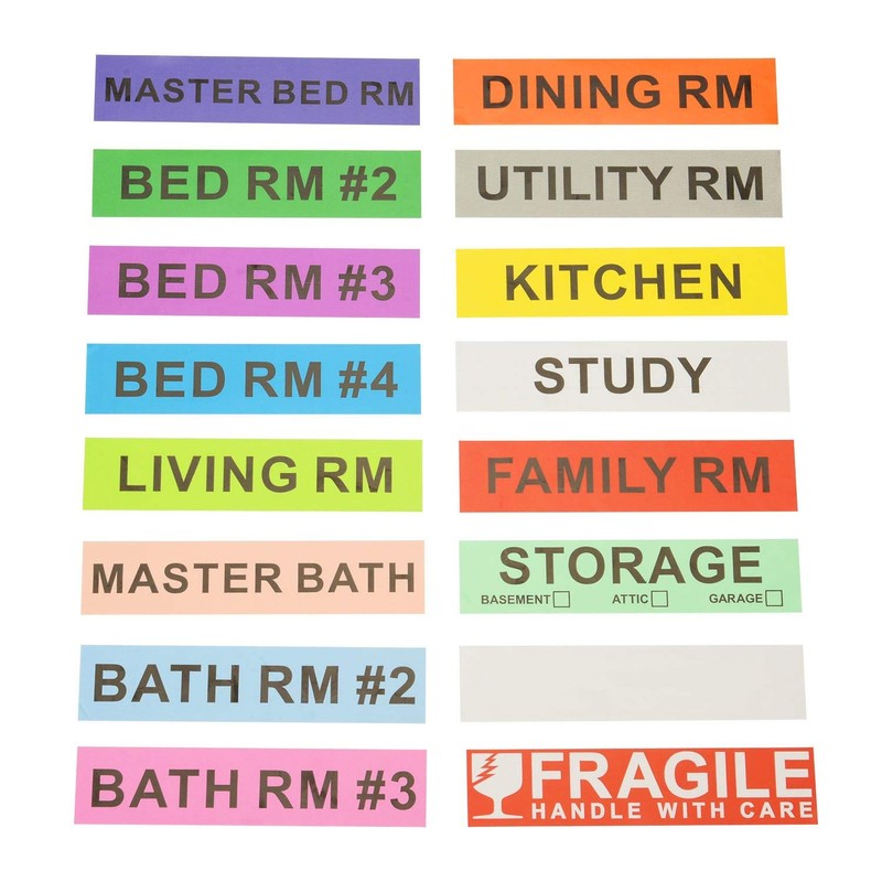 960 Home Moving Labels for 4 Bedroom House, 60 Labels