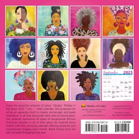 Shades of Color 2023 African American Monthly Wall Calendar, Shades of Color: I Am Enough, Highlighting Black Culture Through Beautiful Art, 12 by 12 Inches, Artist: Sylvia "Gbaby" Phillips (23IAM)